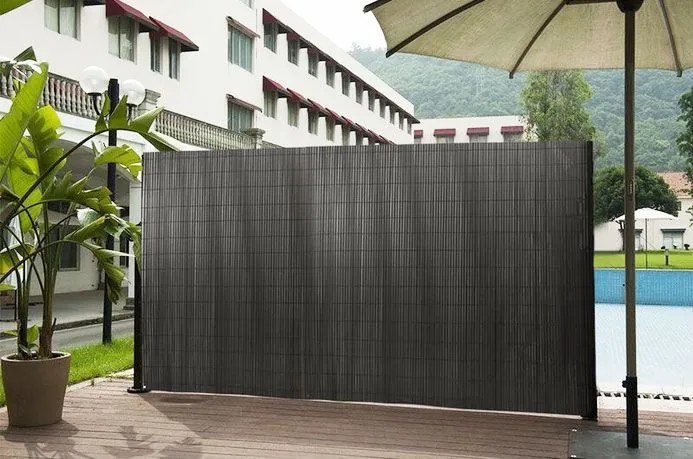 Obojstranná antracitová clona na balkón, plot a terasu z PVC Šírka: 1,5 m | Dĺžka: 3 m