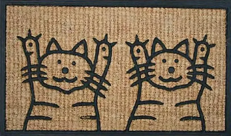 Rohožka Kokos + guma 2 mačky - 40x70 cm