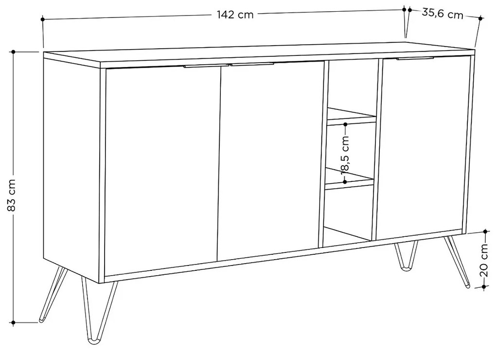Dizajnová komoda Balaniki 142 cm antracitová
