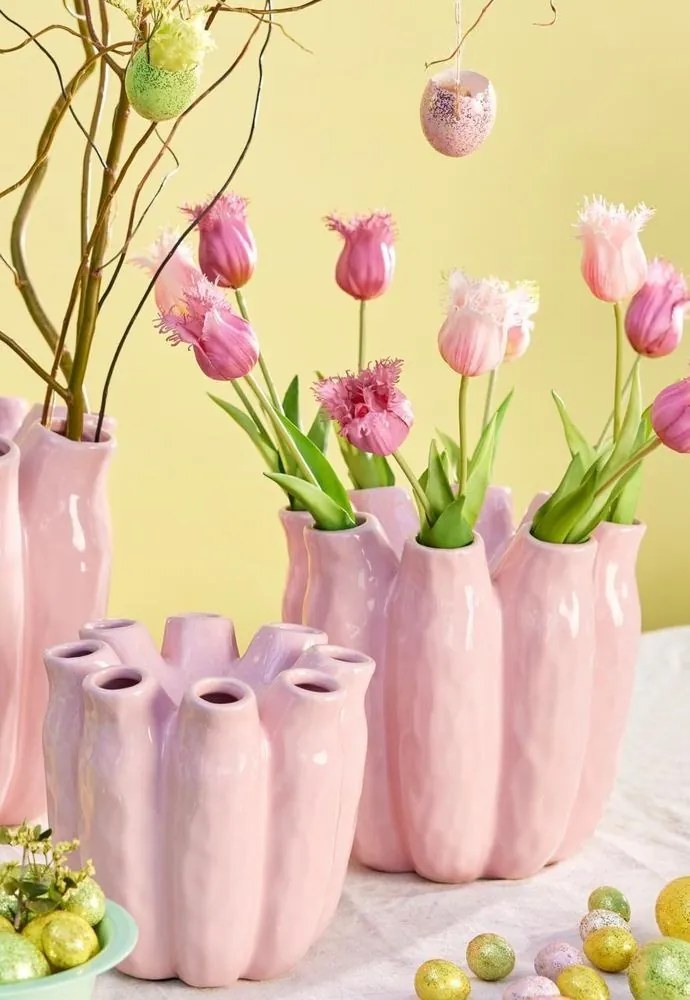 Ružová keramická váza Luna Tube Pink - Ø 24*24 cm