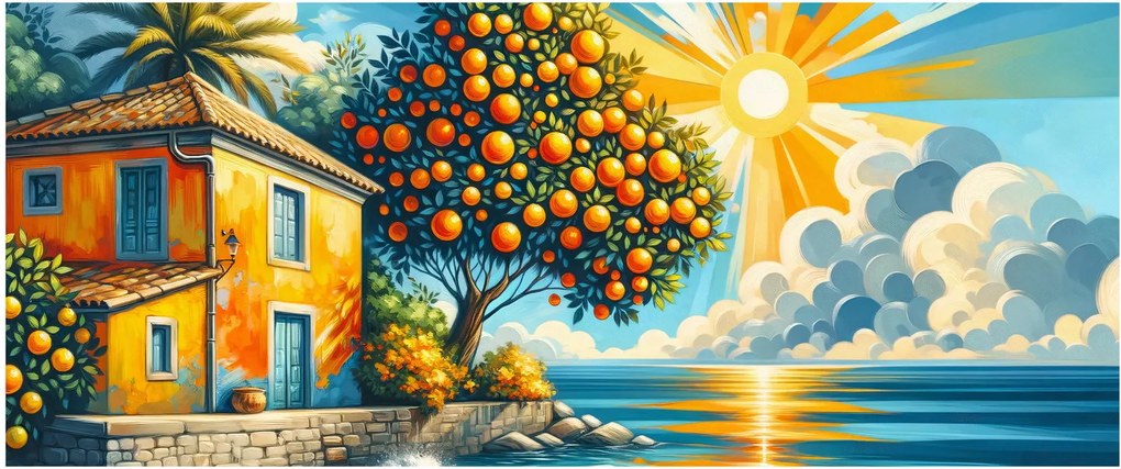 Obraz - Dom s pomarančmi I. (120x50 cm)