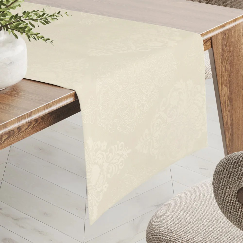 Biante Teflónový behúň na stôl TF-104 Svetlo vanilkový zámocký vzor 20x120 cm