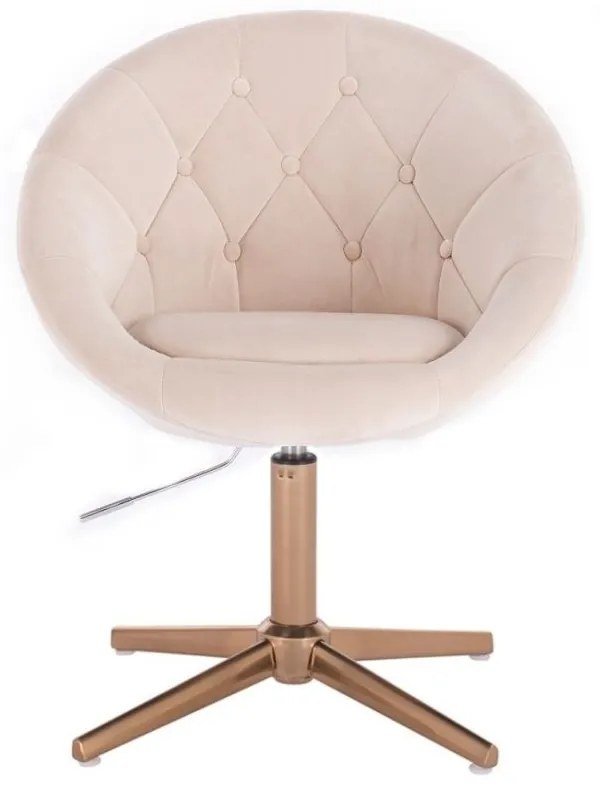 LuxuryForm DESIGN Kreslo VERA VELUR na zlatom kríži - krémové