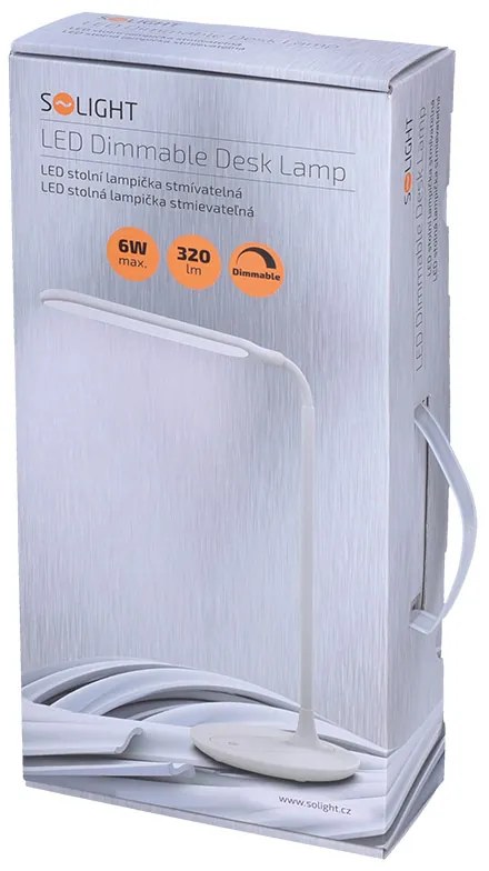 Solight LED stmievateľná stolná lampa, 6 W, denné biele svetlo, biela