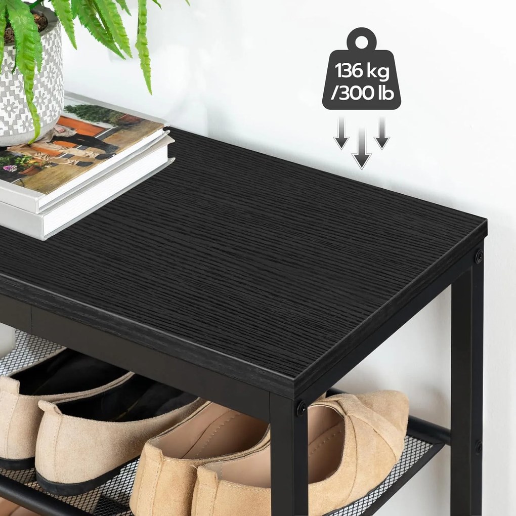 Botník s lavicou Vasagle Arvel 75 cm čierny