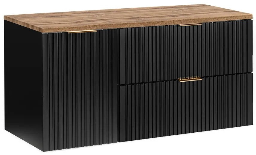 Závesná skrinka pod umývadlo Casad s doskou 120 cm dub wotan/čierna