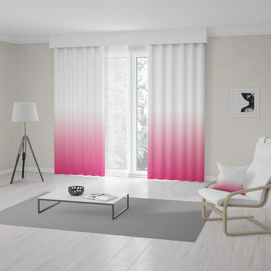 Moderné závesy šité na mieru bielo ružovej farby s trendy ombré efektom Šírka od 121 cm do 130 cm Kruhy