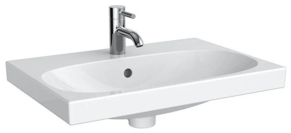GEBERIT Acanto závesné umývadlo s otvorom, s prepadom, 600 x 422 mm, biela, s povrchom KeraTect, 500.631.01.8