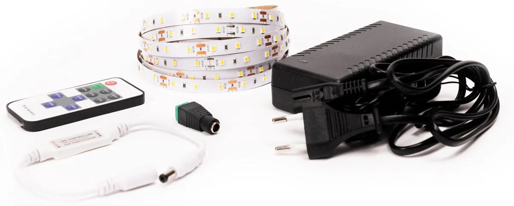 LED Solution LED pásik 12W/m 12V bez krytia IP20 5 metrov + adaptér 72W + stmievač s DO Farba svetla: Studená biela 07703_05310_06173