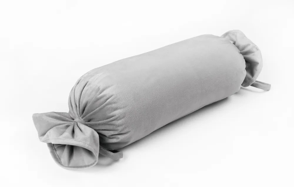 Biante Zamatový vankúš valec bonbon Velvet Prémium SVP-027 Svetlo sivý 15x40 cm