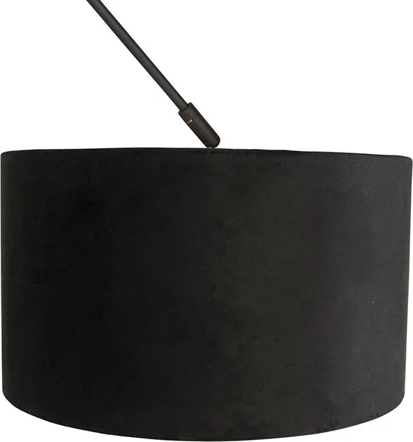 Závesné svietidlo čierne s plyšovým tienidlom čiernym so zlatom 35 cm - Blitz