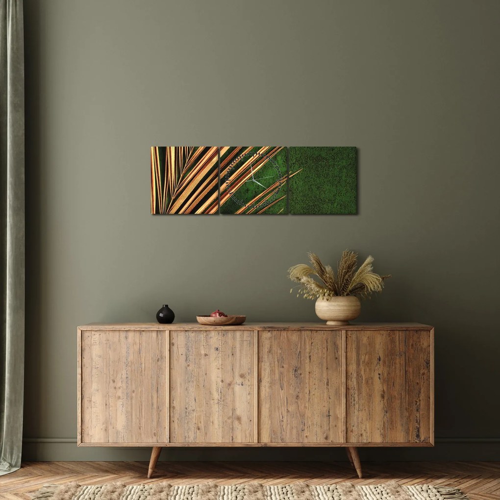 Obraz s listom (s hodinami) (90x30 cm)
