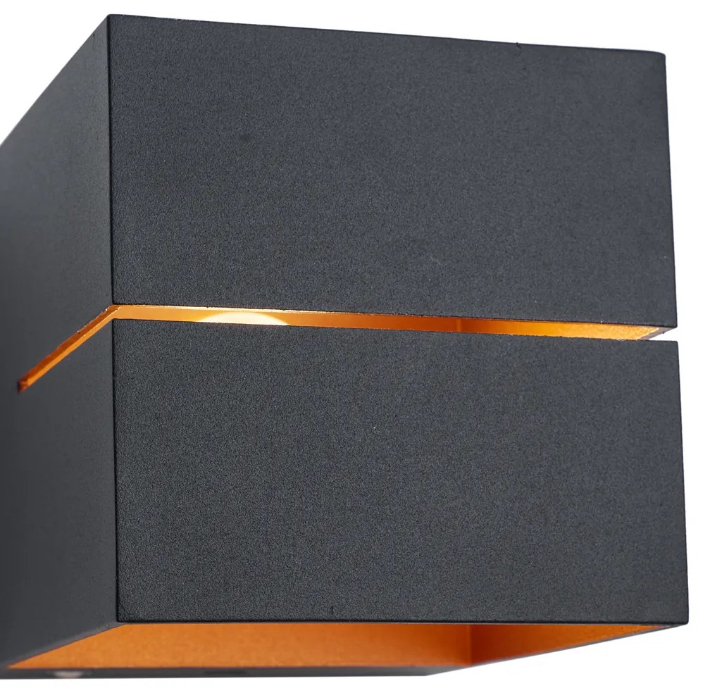 Moderné nástenné svietidlo čierne so zlatým interiérom vrátane LED a dotykového stmievača Nabíjateľné - Joris Groove