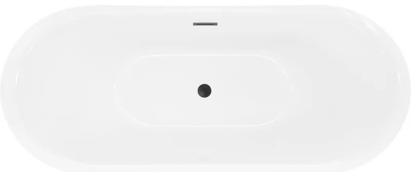 Mexen Lotos, voľne stojaca vaňa 160 x 75 cm, biela, čierny prepad, 52051607700-70