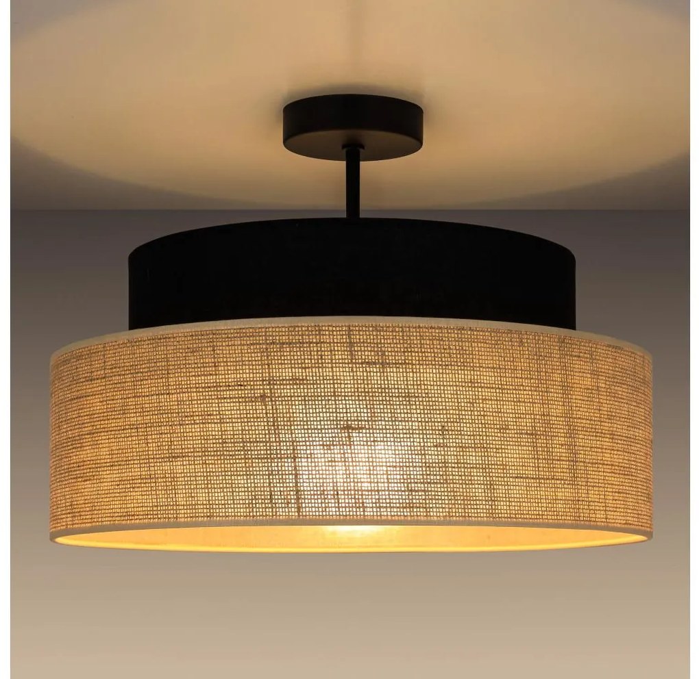 Prisadený luster BOHO 1xE27/60W/230V pr. 40 cm čierna/béžová