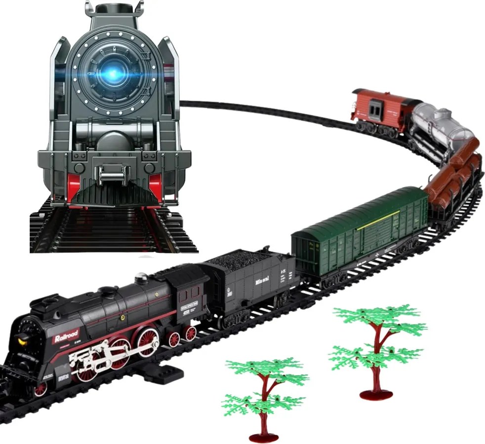 LEAN Toys Parný vlak Rail 620B Svetlá Zvuky Dym 151 cm koľaje