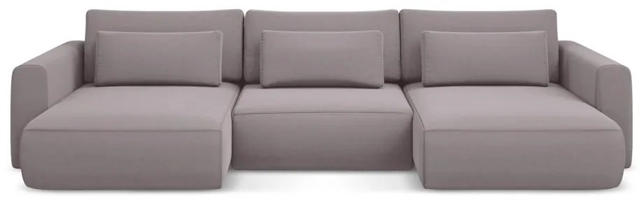 Zamatová rozkladacia/s úložným priestorom rohová pohovka v levanduľovej farbe (do tvaru "U") Kapua – Makamii