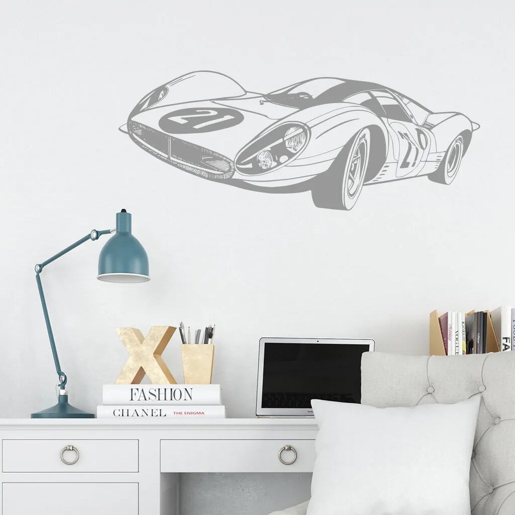 Veselá Stena Samolepka Pretekársky automobil Farba: oranžová, Veľkosť: 80 x 32 cm