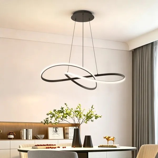Brilagi - LED stmievateľný luster na lanku INFINITY LED/80W/230V 80x80 cm čierny + diaľkové ovládanie