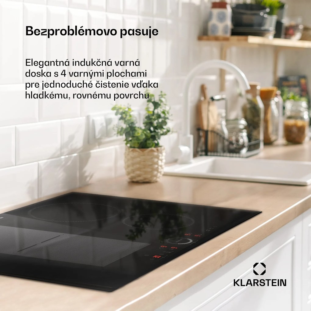 Klarstein Delicatessa 70 Hybrid, vstavaná indukčná varná doska, 4 zóny, 7000 W, sklokeramika