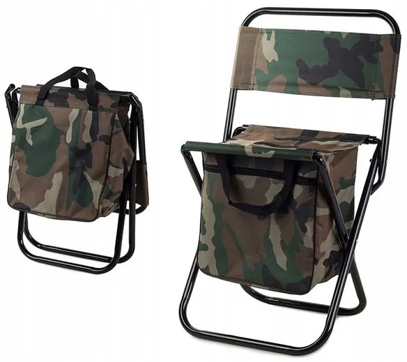 Verk 01234 Kempingová skladacia stolička s taškou 2 v 1 maskáč