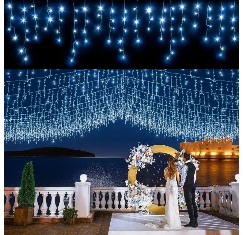 Vianočné svetielka LED záclona FLASH modrá 500 LED
