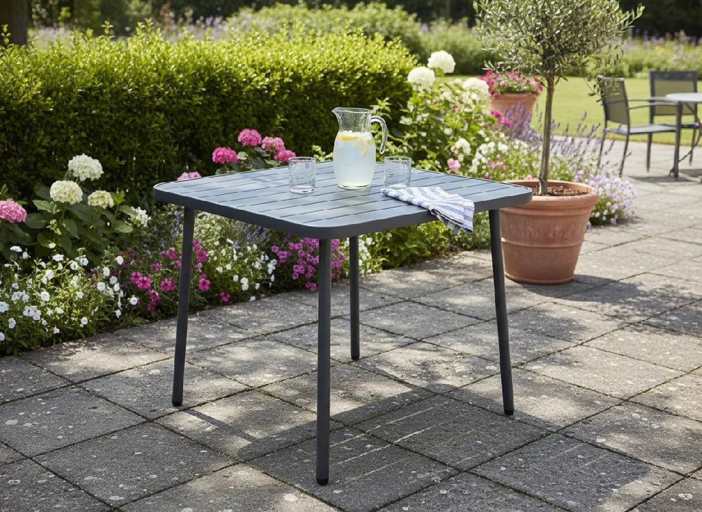 CH ŠTVORCOVÝ ZÁHRADNÝ STÔL 80 x 80 x 72 CM TMAVOSIVÁ