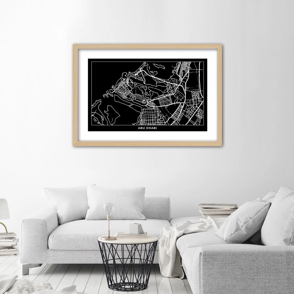 Gario Plagát City plan Abu Dhabi Farba rámu: Bez rámu, Rozmery: 100 x 70 cm