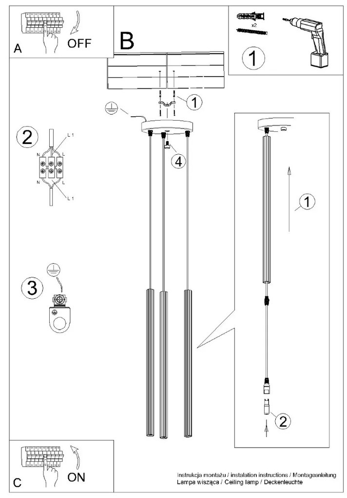 Závesné svietidlo Arche, 3x zlaté kovové tienidlo, o