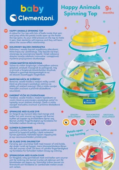 Farebný spinner Zvieratá Lopty Clementoni 17945