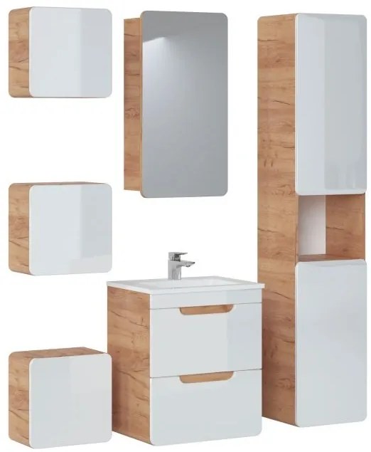 Zostava kúpeľňového nábytku BÁRA 50 cm so zrkadlovou skrinkou vr. zápustného keramického umývadla