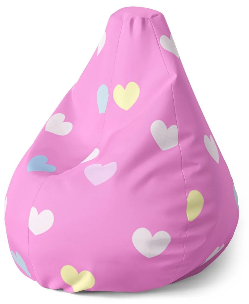 Sablio Sedací vak Pear Srdce na ružovej - 140 x 100 x 25 cm