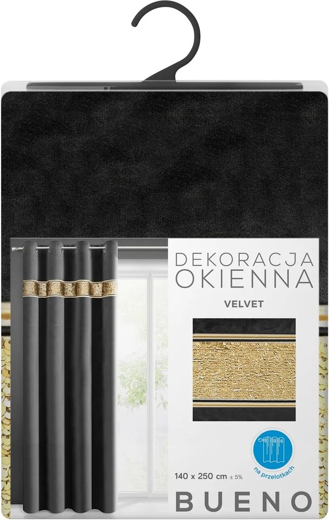 ZATEMŇOVACÍ ZÁVES NA KRÚŽKOCH BUENO 140X250 CM ČIERNA