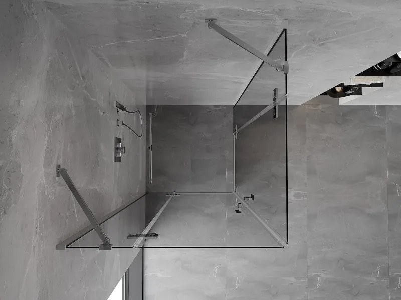 Mexen Mist-H Duo, 2-krídlový výklopný sprchový kút 100 x 100 cm, číre sklo, chrómový profil, 8A5-100L-100P-01-00
