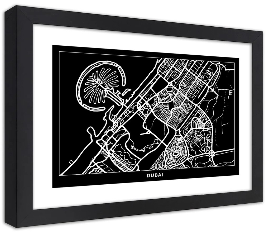 Gario Plagát City plan Dubai Farba rámu: Bez rámu, Rozmery: 45 x 30 cm