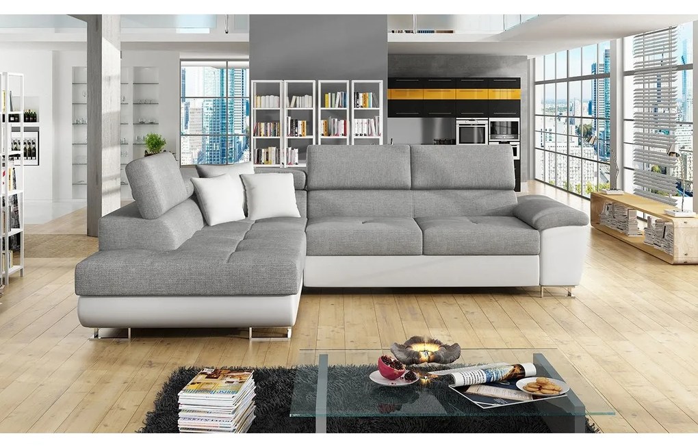 Rohová sedačka Alvin, Dostupné poťahy: Ekokoža Soft 029 + Uttario Velvet 2971 + Kronos 02, Strana: ľavá