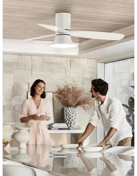 Lucci Air 210661-LED Stmievateľný ventilátor FLUSSO 1xGX53/18W/230V drevo/biela + DO