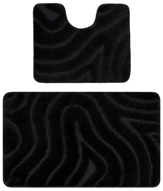 Sada kúpeľňových koberčekov SUPREME WAVES vlny, čierna