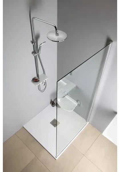 Aqualine - Sprchová súprava s batériou lesklý chróm/biela