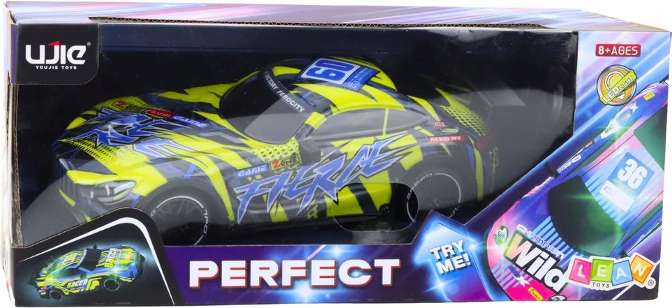 LEAN Toys Závodné auto RC na diaľkové ovládanie Osvetlená karoséria žltá