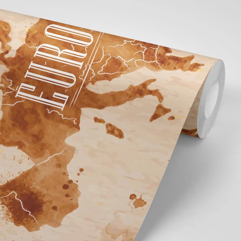 Samolepiaca tapeta stará mapa Európy v sépiovom prevedení