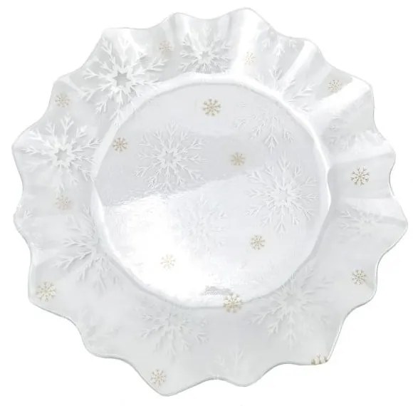 Servírovací sklenený tanier s vianočným motívom ø 19,5 cm Frosty Flakes – Dakls