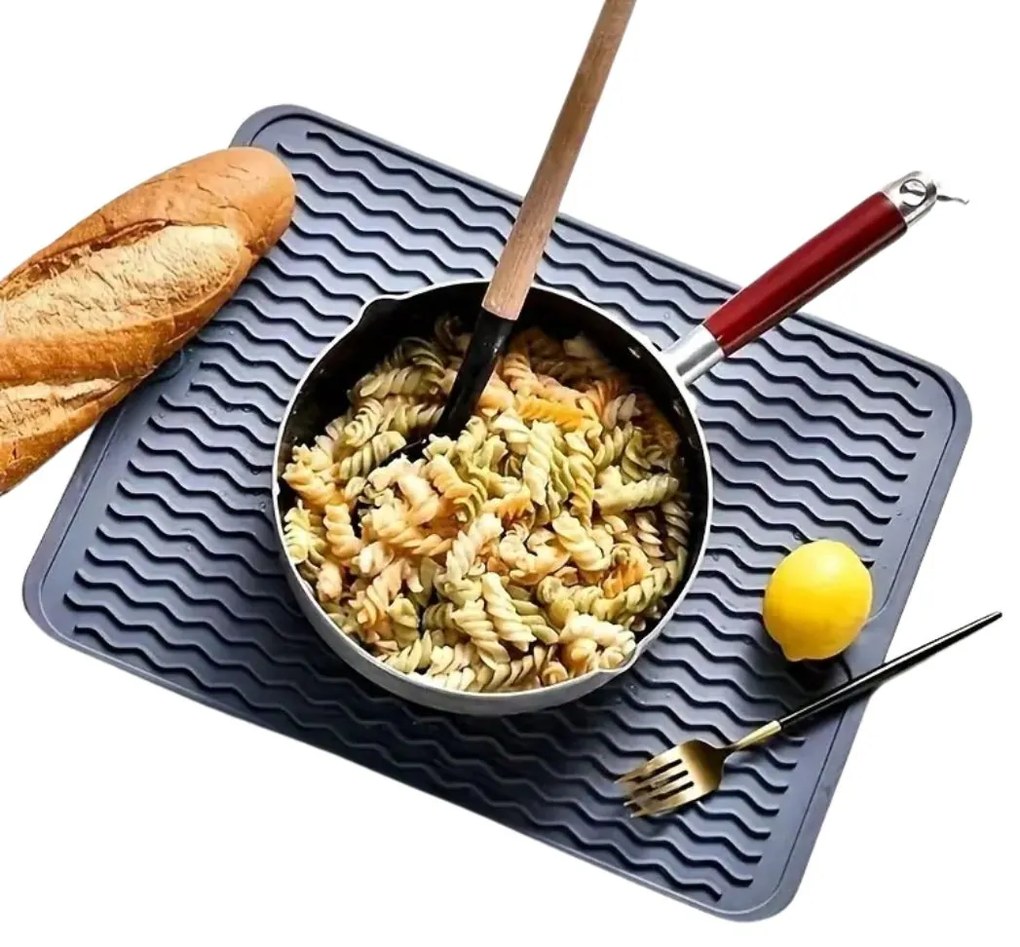 Silikónová podložka pod hrniec / odkvapkávač k drezu, sivá