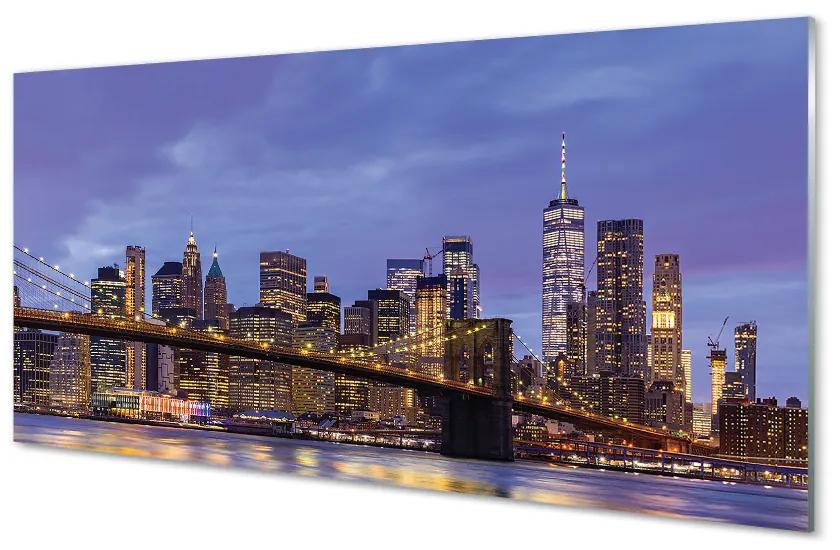 Nástenný panel  Sunset bridge river 100x50 cm