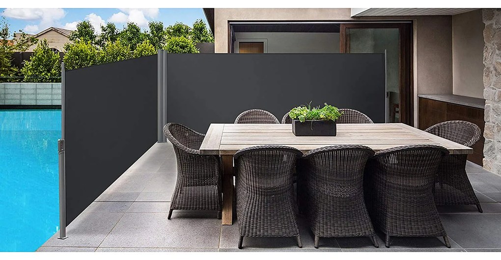 Obojstranná bočná markíza 160x600 cm dymovo sivá