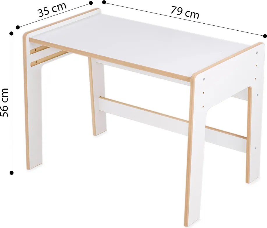 Montessori súprava do detskej izby – stôl a stolička, biela