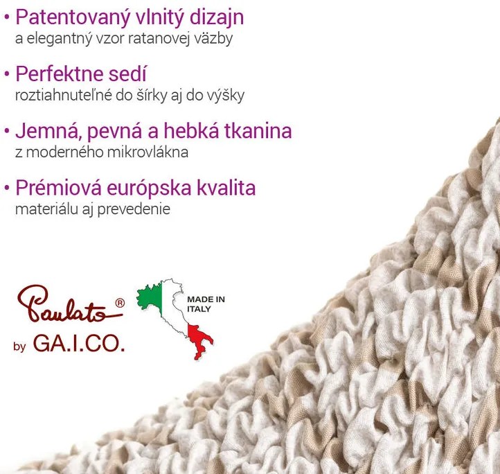 Bielastické poťahy VENEZIA béžová kreslo ušiak (š. 60 - 110 cm)