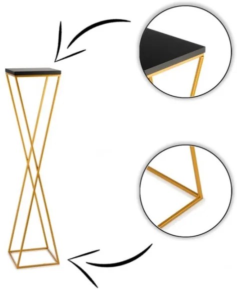 Stojan na kvety LOFT 100x24 cm zlatá/čierna