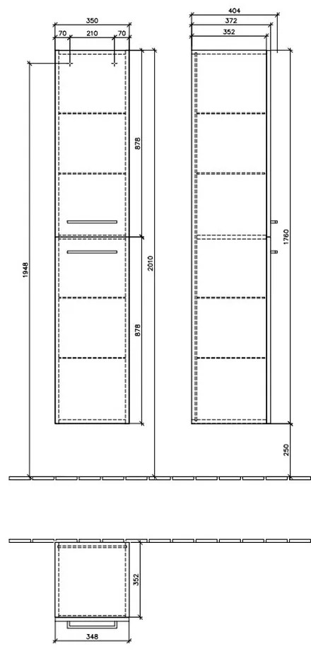 Villeroy & Boch AVENTO : vysoká skrinka 350x1760x372mm, 2 dvierka, pánty vpravo, Arizona Oak, A89401VH