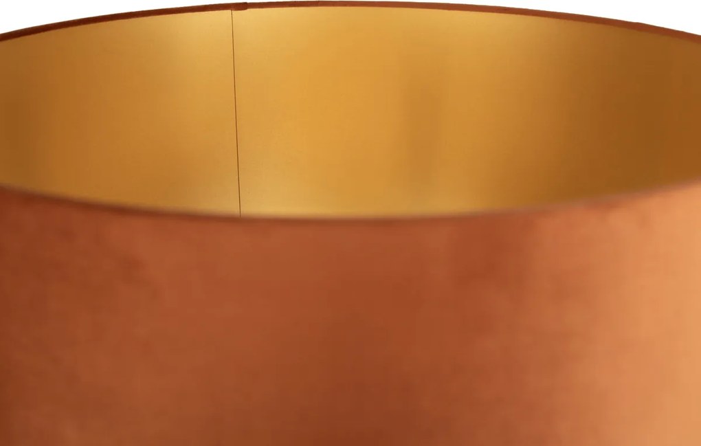 Stojacia lampa zlatá s oranžovým tienidlom a zlatým interiérom 50 cm - Linden